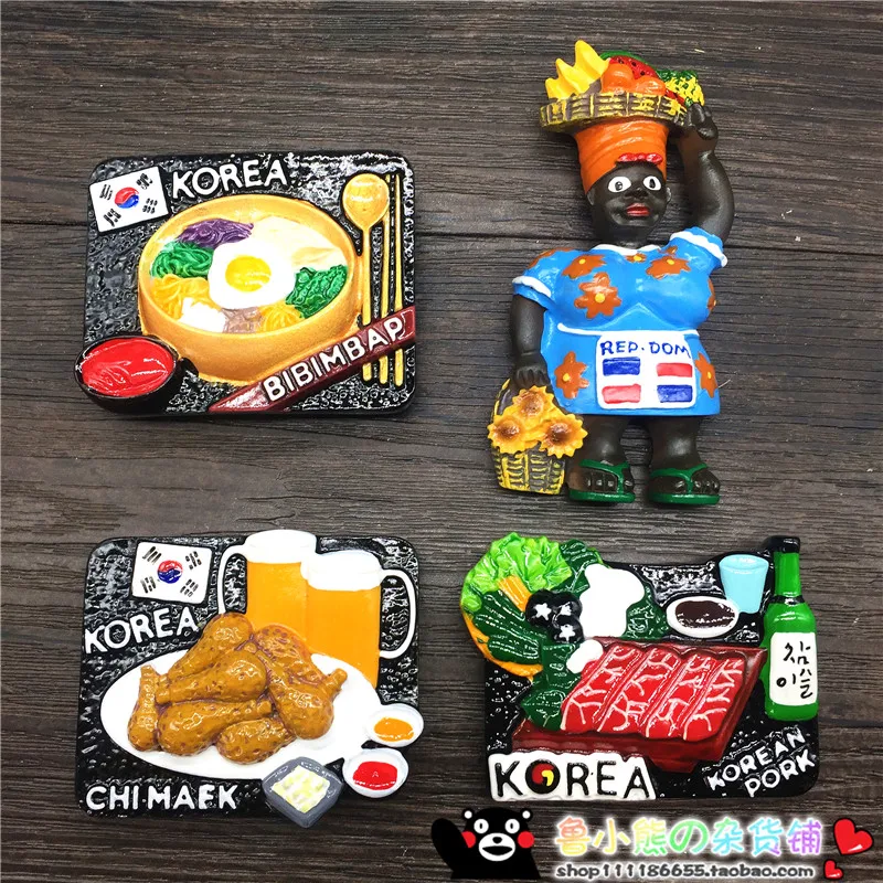 

BABELEMI Korea Souvenirs Gourmet Food Fridge Magnets Hot Pot Barbecue Fried Vhicken Resin Refrigerator Magnetic Stickers