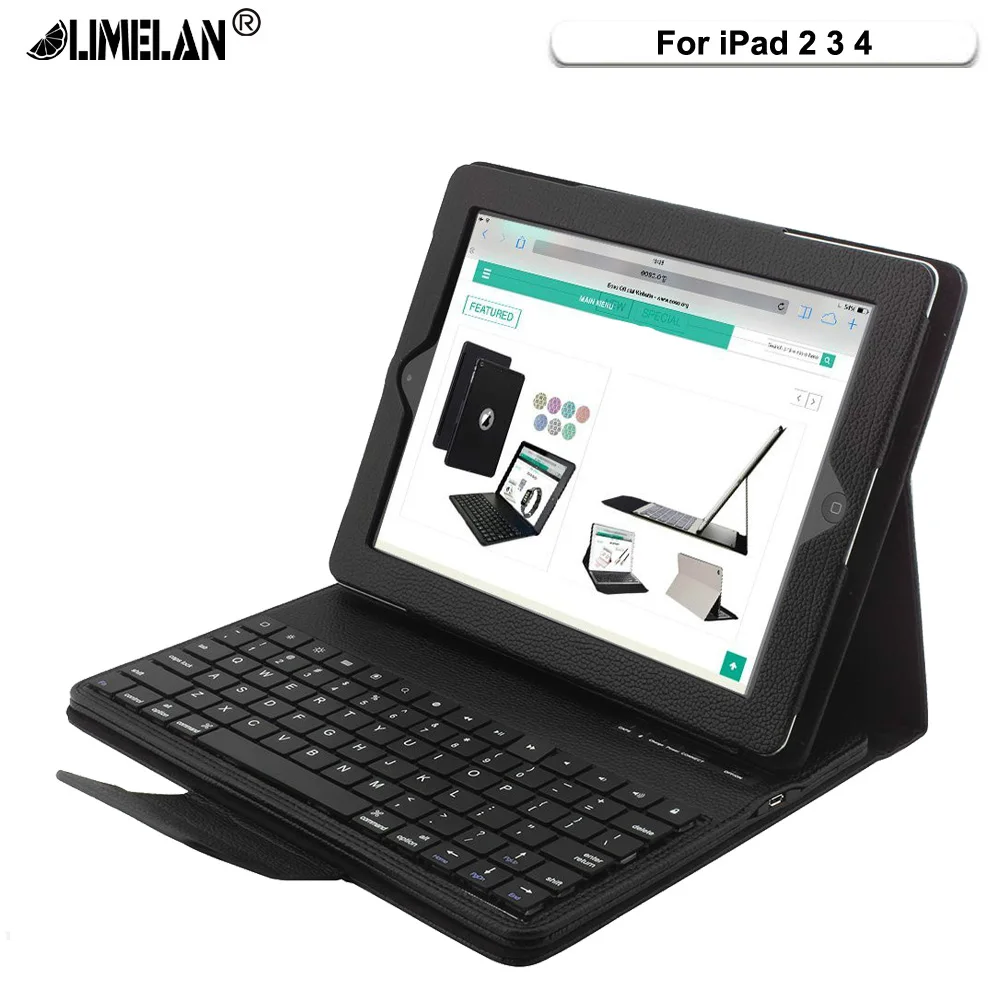 LIMELAN for iPad 2 3 4 Keyboard Folding Leather Folio Cover Removable ABS Bluetooth Keyboard for funda iPad 2/3/4 Tablet Case LIMELAN for iPad 2 3 4 Keyboard Folding Leather Folio Cover Removable ABS Bluetooth Keyboard for funda iPad 2/3/4 Tablet Case