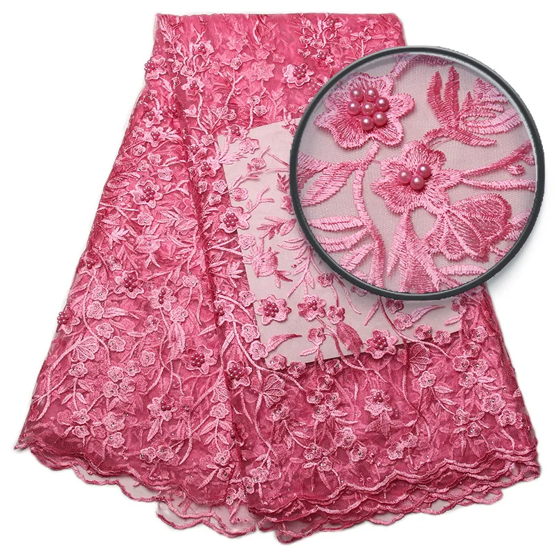 French Lace Fabric With Beads Swiss Lace African Lace 3D Flowers