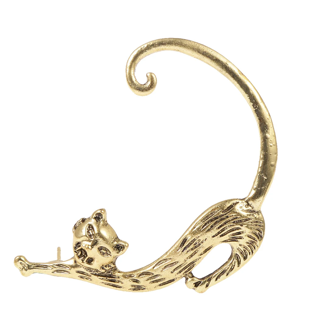 Phenovo 1pc Fashion Design Punk Gothic Alloy Long Tail Cat Earring Single Charm Ear Stud for Men Women Earrings Jewelry Party
