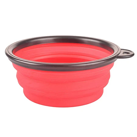 Переносная силиконовая миска для питья собаки 6 цветов, уличная миска для щенка, кошки, еда, фидерный контейнер для воды, товары для домашних животных - Цвет: Red