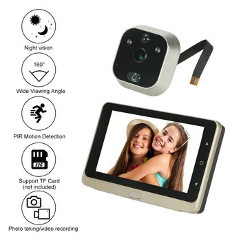 

Wireless Digital Peephole Door Viewer Door Eye Doorbell 1.0MP IR Camera PIR Motion Detection Night Vision for Home Security