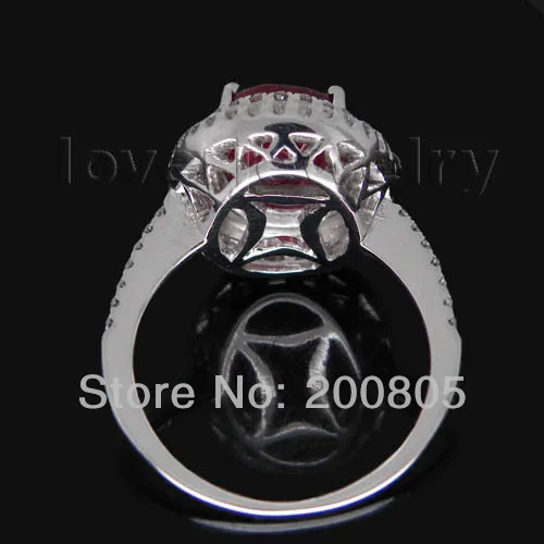 Фантастическое винтажное овальное кольцо 9x11 мм из белого золота 14 к с натуральным Рубином R0014