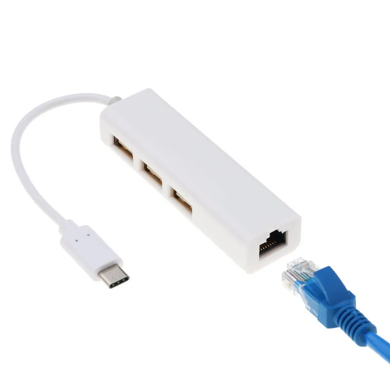 Kebidu 3 порта type C к usb-хаб к Ethernet LAN RJ45 кабель адаптер Сетевая карта USB 3,1 2,0 адаптер передачи данных для Macbook