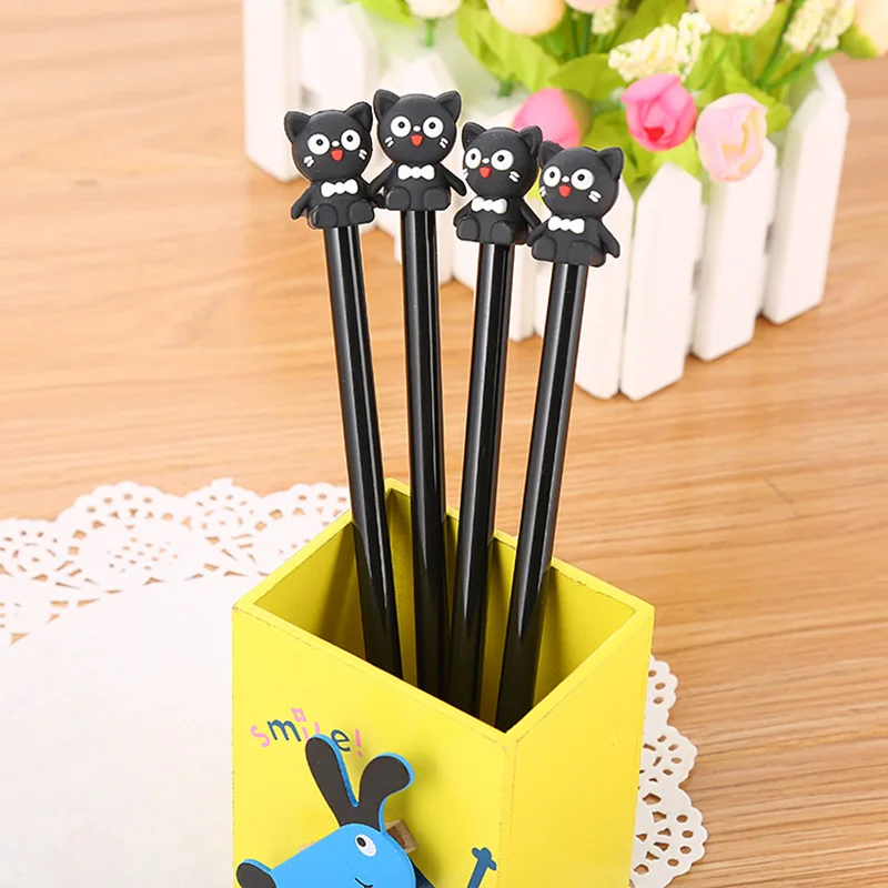 2 PCS Cute 3D Cat Pen Canetas Cartoon Black Gel Pens For Writing Kids Gift Kawaii Korean Stationery Office School Supplies