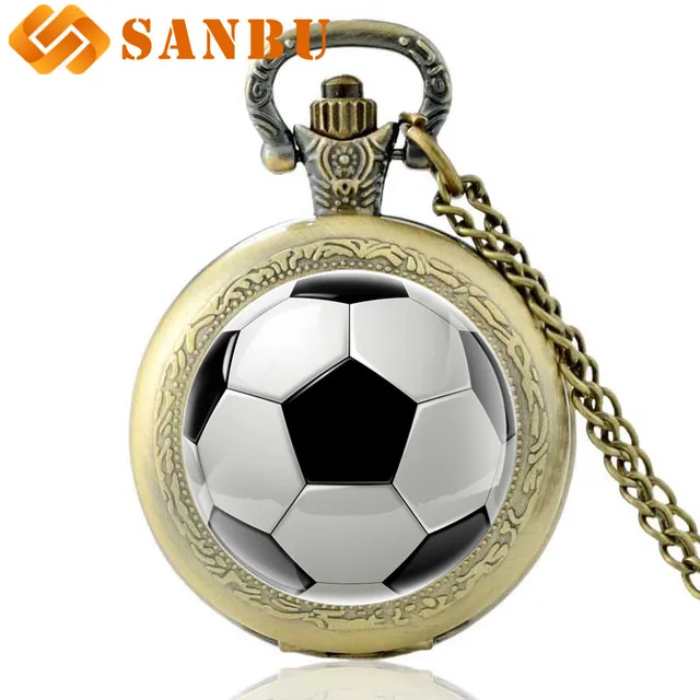 Antique Bronze Football Pocket Watch Vintage Men Women Cool Quartz Pendant Neckl Antique Bronze Football Pocket Watch Vintage Men Women Cool Quartz Pendant Neckl
