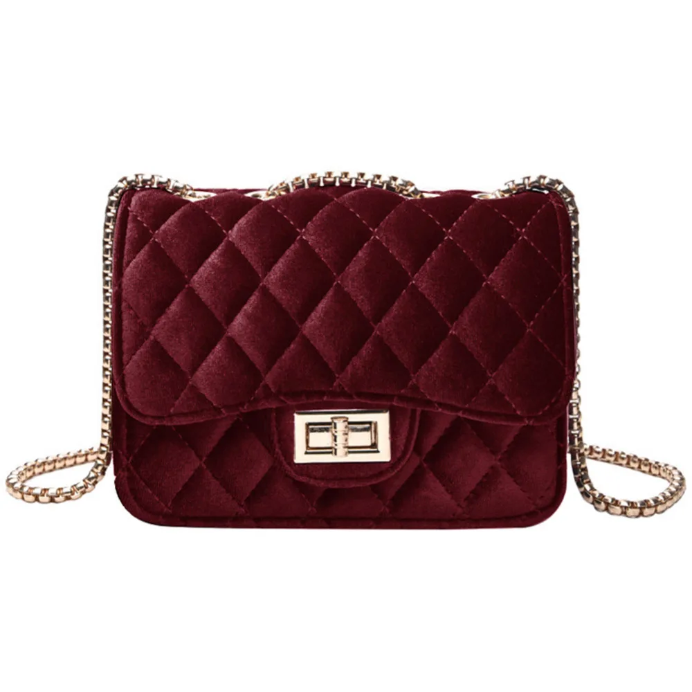 

Velours Plaid Messenger Bags Women Velvet Chain Bag Evening Party Clutches Satchel 2019 Winter Shoulder Pack Female bolsos mujer