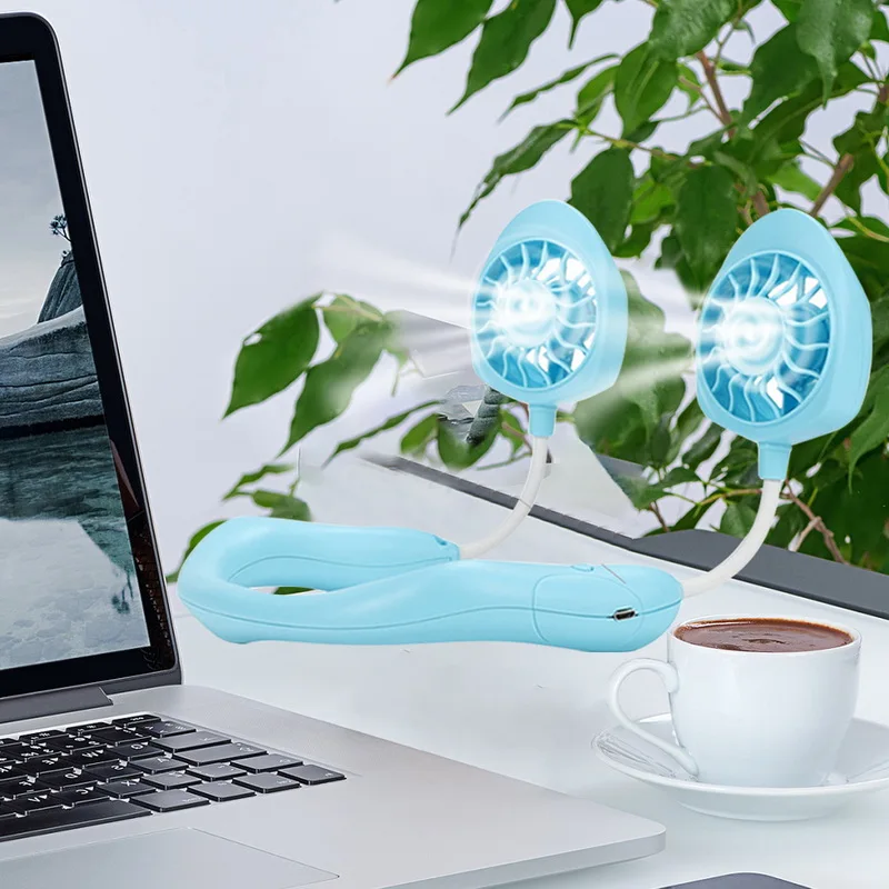 

Personal Wearable Portable Fan Built-in Lithium Battery Hand-free USB Chargeable Neckband Wireless Fan Adjustable 3 Wind Speed