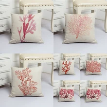 Red Coral Linen Printed Plants Cushion Cover 45x45cm Seaweed Throw Pillow Covers Pink Sea Plants Pillowcases cuscini decorativi Red Coral Linen Printed Plants Cushion Cover 45x45cm Seaweed Throw Pillow Covers Pink Sea Plants Pillowcases cuscini decorativi