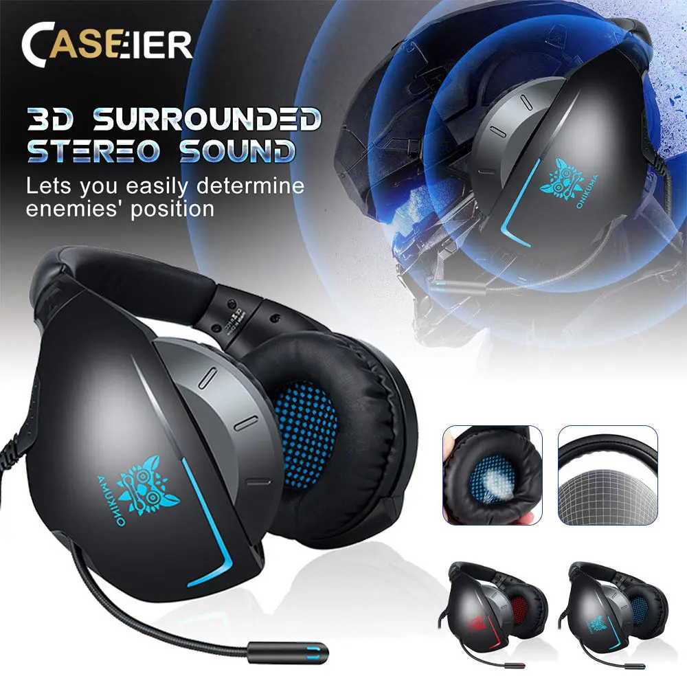 Caseier PS4 Проводная игровая гарнитура PC стереосистема Heaedset наушники с микрофоном