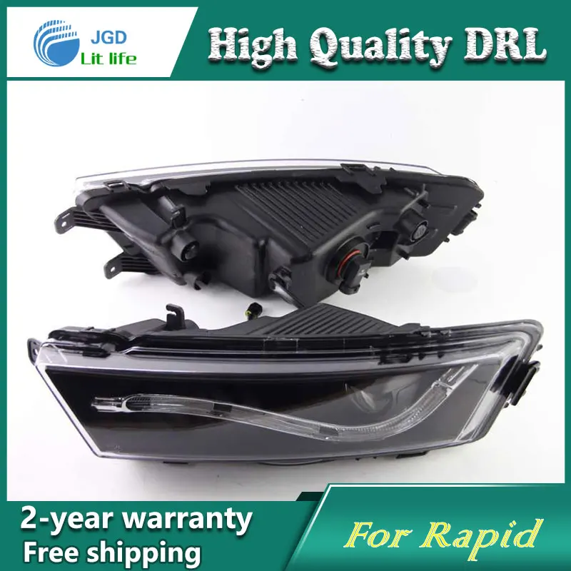 Free shipping !12V 6000k LED DRL Daytime running light case for Skoda Rapid 2013 2014 fog lamp frame Fog light Car styling Free shipping !12V 6000k LED DRL Daytime running light case for Skoda Rapid 2013 2014 fog lamp frame Fog light Car styling