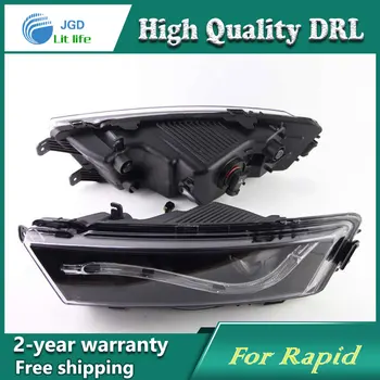 

Free shipping !12V 6000k LED DRL Daytime running light case for Skoda Rapid 2013 2014 fog lamp frame Fog light Car styling