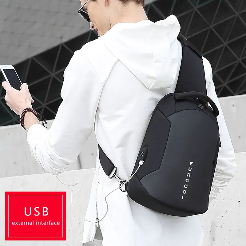  Multifunction Crossbody Bags Men USB Charging Chest Pack Short Trip Messengers Chest Bag Water Repe - 32885165645