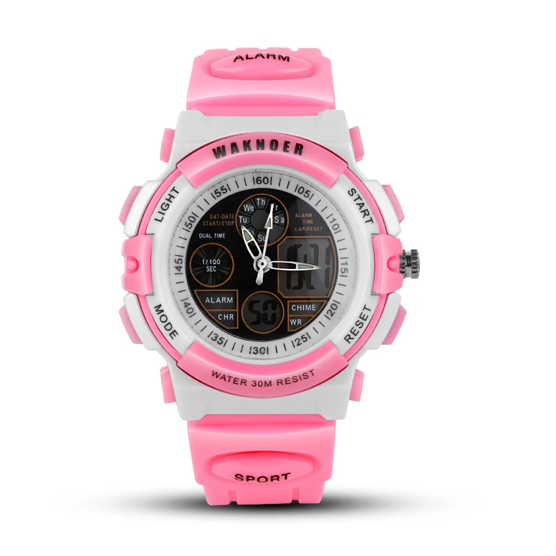 

2019 WAKNOER Dual Display Wrist Watch Women Watch Waterproof Military Sport Watch Quartz Digital Women's Watch relogio feminino