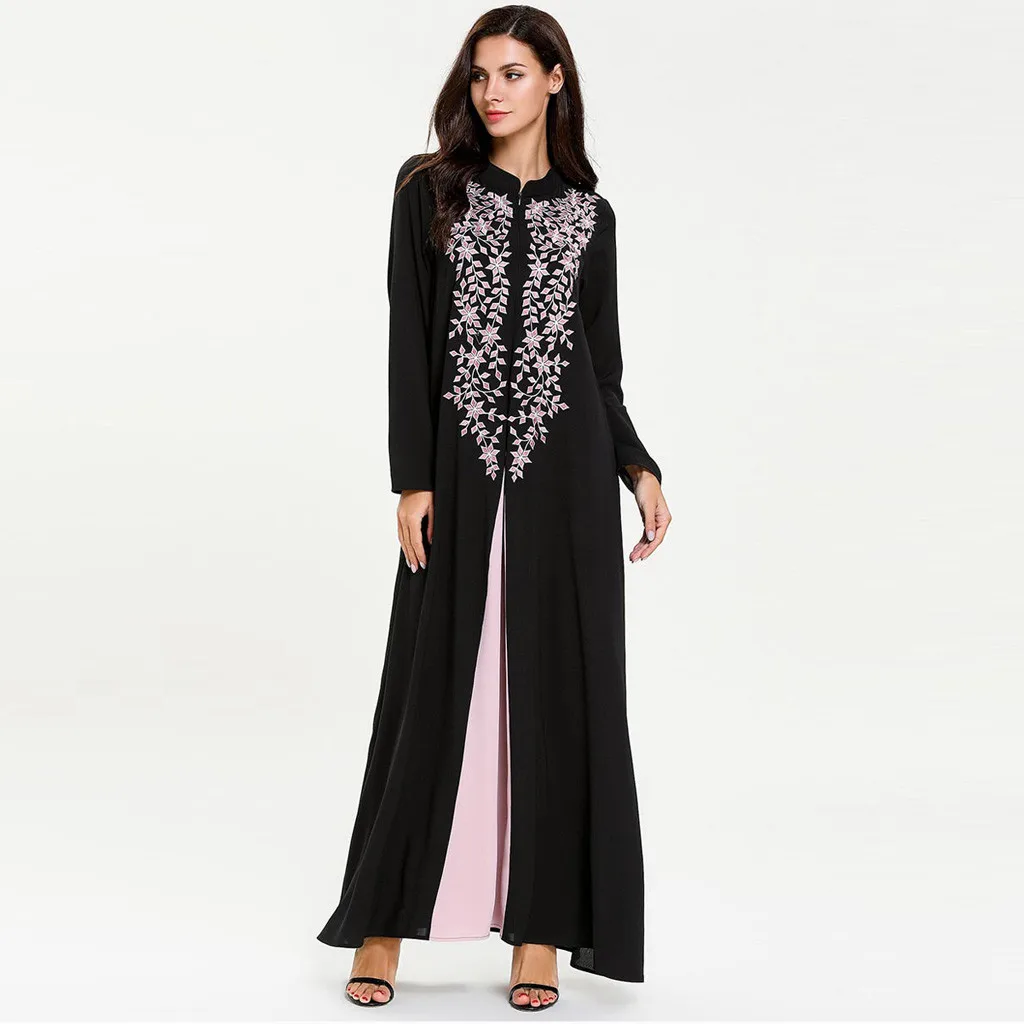 Черное мусульманское платье абайя, Дубай, халат, Исламская мусульманская абайя, Ближний Восток, абайя, женское длинное платье, кафтан для женщин# G9+ 1