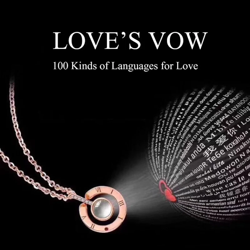 Женское Ожерелье с кулоном Love's vaw 100 языков серебро 925 пробы романтичный подарок