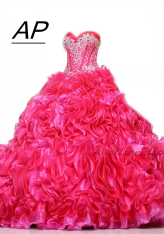 

ANGELSBRIDEP Sweetheart Quinceanera Dresses Vestidos De 15 Anos Fashional Embroidery Beaded Crystal Debutante Gowns Plus Size