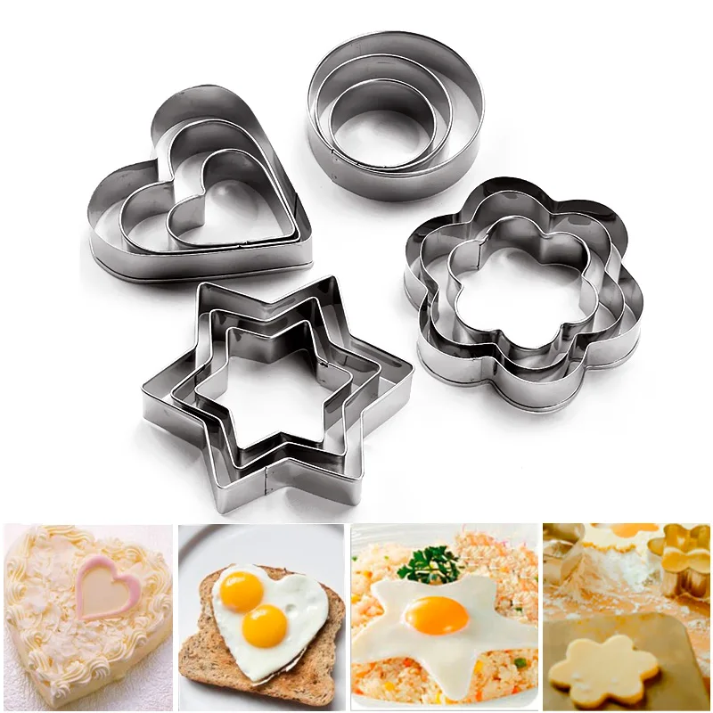 

Kitchen 12Pcs/Set Stainless Steel Cookie Fondant Mould Fruit Vegetable Cutter Kitchen Cookie Tool #83948