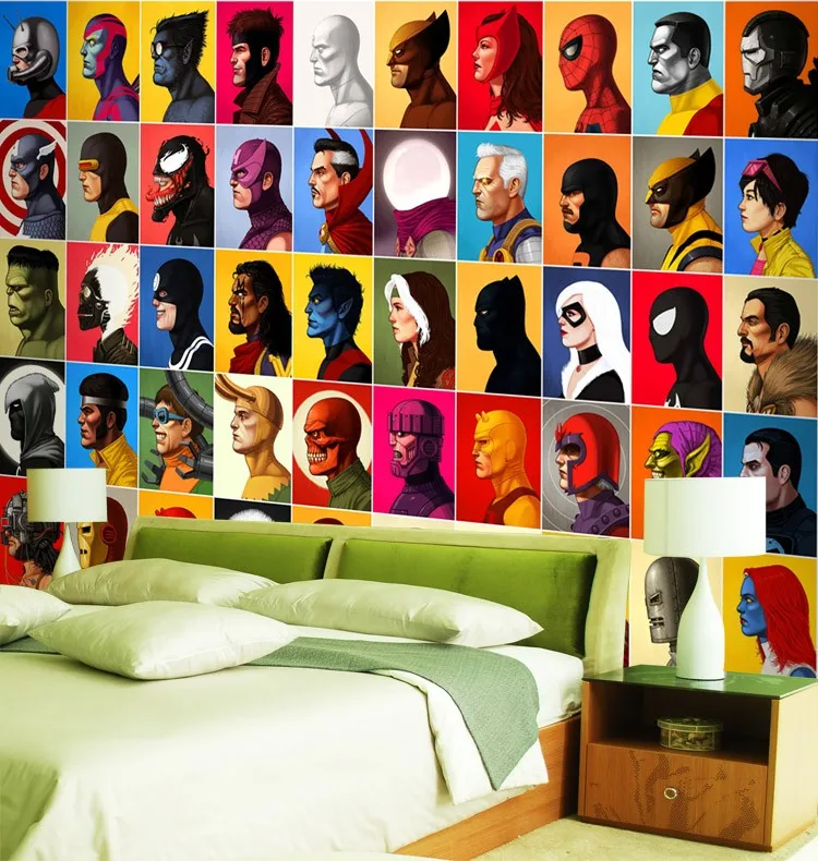 Супергерой комиксы обои Человек-паук Настенная роспись Капитан Америка фото обои дети спальня настенные покрытия Мстители декор комнаты