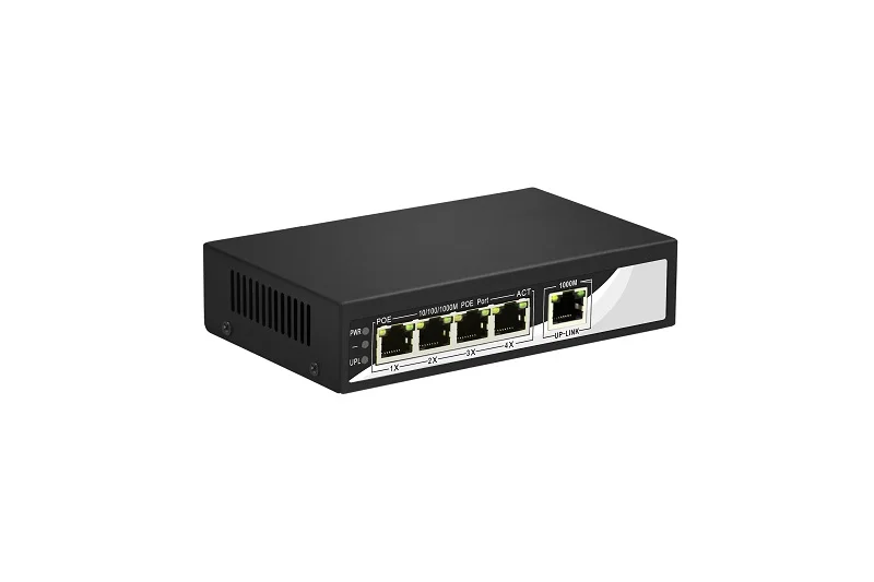 5-порт 10/100/1000 M коммутатор, который 1-4 года порты поддерживают POE, IEEE 802.3af международный стандарт, внешний общая мощность 65 W