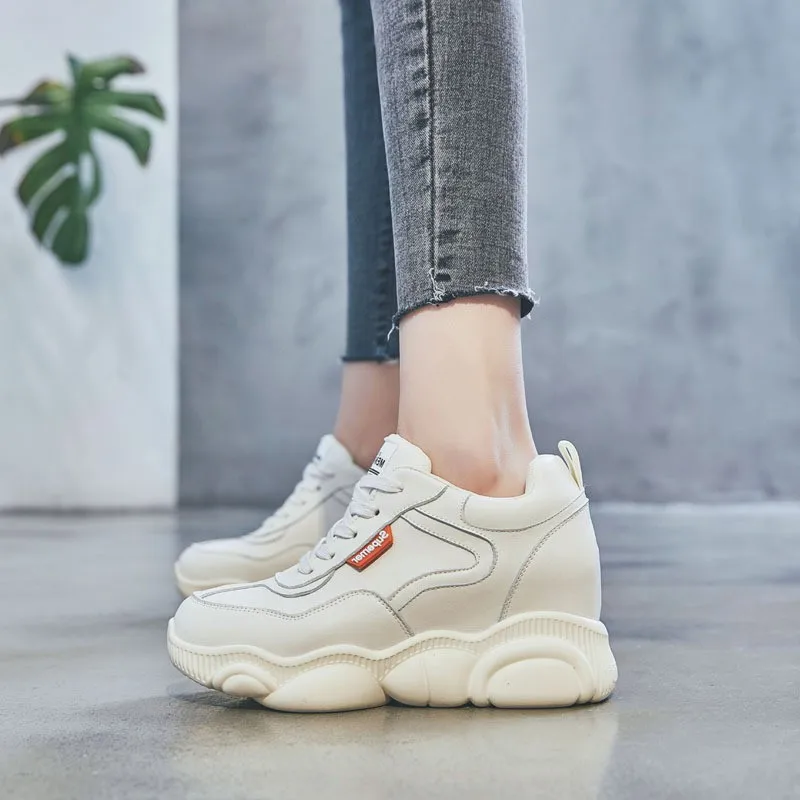 

Little bearIncreasing Height shoes women Chunky Sneakers creepers platform hidden shoes Spring Shoes Dad Sneakers white mujer