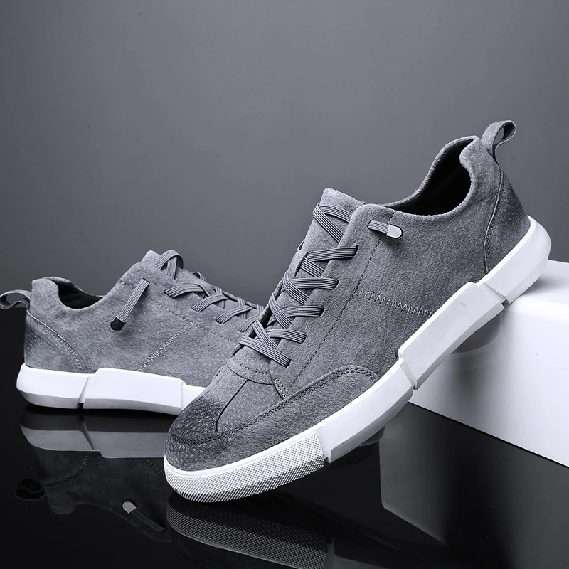 

2019 High Quality Leather Trainers Shoes Men Lace Up Breathable Simple Causal Sneakers Fashion Men Skateboarding Shoes C4