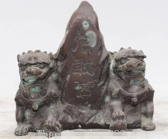 

Chinese Bixie Fengshui Bronze Carving Animal Fu Foo Dog Lion Beast Pair Statue
