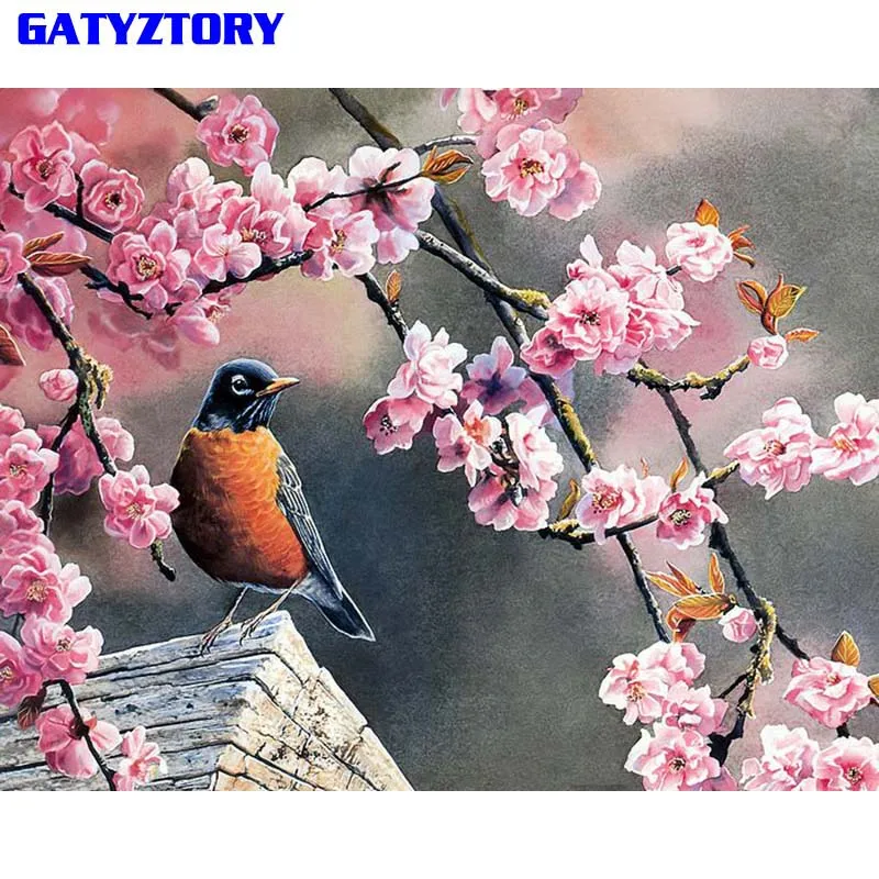 

GATYZTORY Unframed Lucky Birds DIY Painting By Numbers Modern Wall Art Picture Acrylic Paint Unique Gift For Home Decor 40x50cm