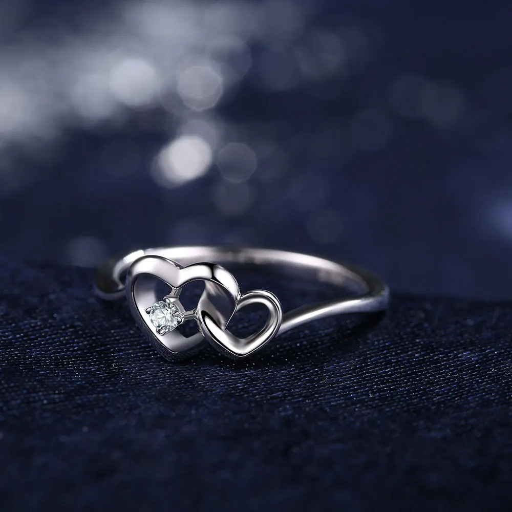 DOUBLE-R Natural Diamond Rings Female 925 Sterling Silver Heart Engagement Rings Real Diamond Jewelry Lover Valentine's Gift