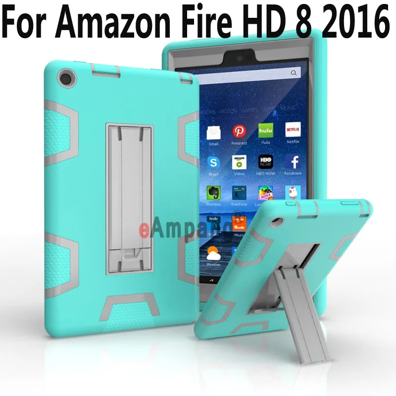

For Amazon New Kindle Fire HD 8 2016 6th generation 8 Tablets Case Kids Safe Silicon Stand Case Smart Cover + Gift