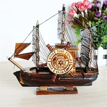 Classics Wooden Ship Model Sailboat Music Box Wish You Good Luck Kids Room Decoration Christmas Gifts Toy Kits