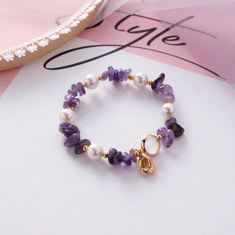 Богемный естественный неправильной формы очаровательные каменные бусины браслет для женщин модные руки ювелирные изделия браслеты из искусственного жемчуга и браслеты Подарки - Окраска металла: C purple