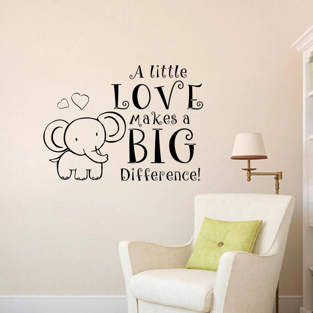 A Little Love Makes Difference Elephant Wall Decal Baby A Little Love Makes Difference Elephant Wall Decal Baby Nursery Vinyl Bedroom Sticker 40 6cm X56cm In Stickers From Home Garden On