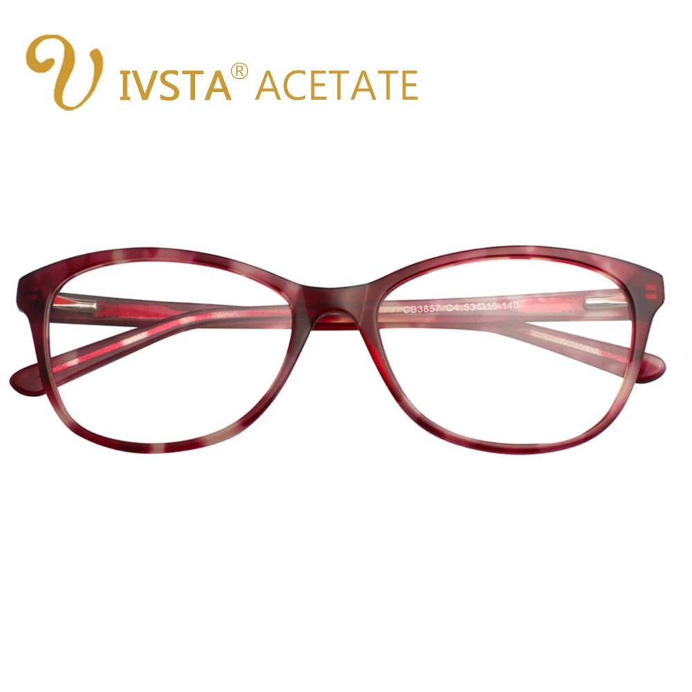 

IVSTA Handmade Acetate High Quality Glasses Women Transparent Nose Pad Demi Spectacle Optical Frame Myopia Female Grade Vintage