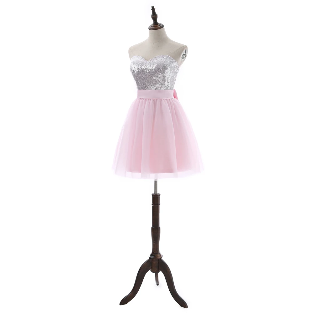 Элегантный 2019 Homecoming платья A-Line Милая Короткие Мини Розовый Тюль Squins Лук коктейльные платья