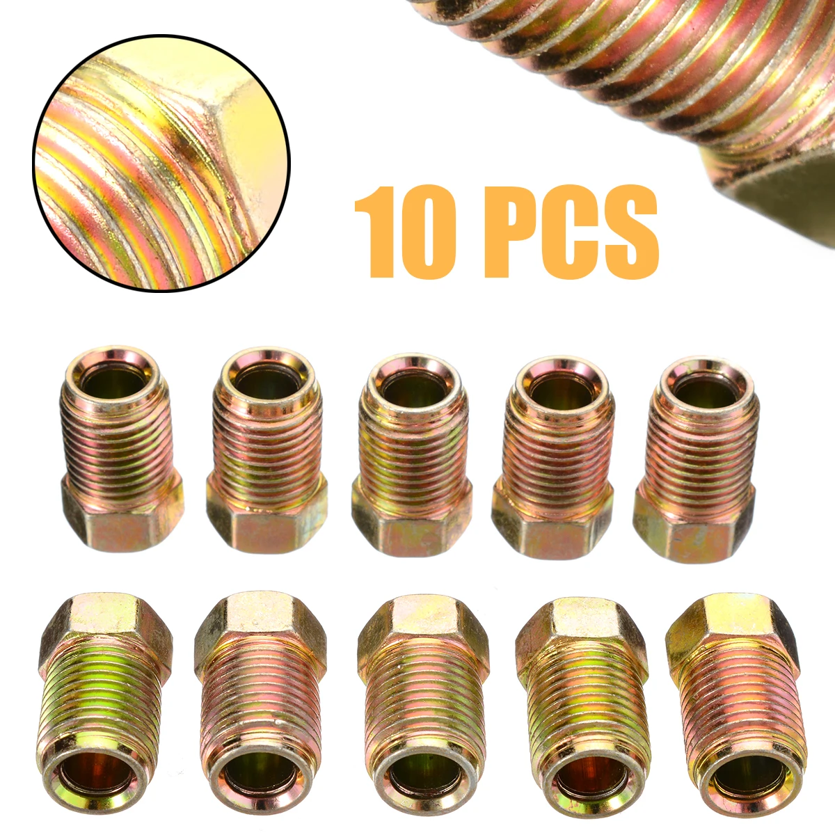 For 3/16 inch Metric Pipe 10pcs/set 10mm x 1mm Male Short Brake Pipe Screw Nuts Brand New