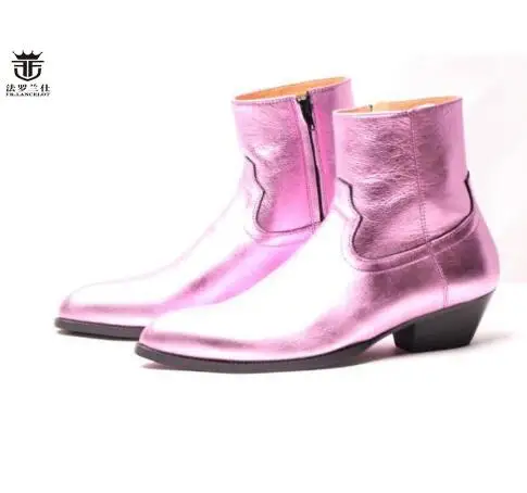 Men Boots Side Zipper Low Heel Party Wedding Shoes Trainers For Men Genuine Leather FR.LANCELOT men chelsea boots,men training boots
