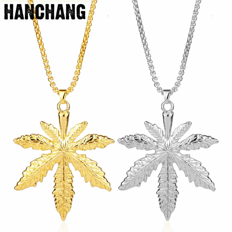 Pot Leaf Necklace Fashion Gift Hemp Leaf Pendant Weed Statement