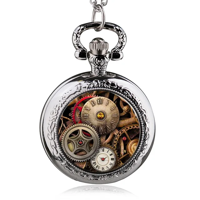 New Arrival Vintage Bronze/Silver/Black Glass Gear Skeleton Steampunk Locket Nec New Arrival Vintage Bronze/Silver/Black Glass Gear Skeleton Steampunk Locket Nec