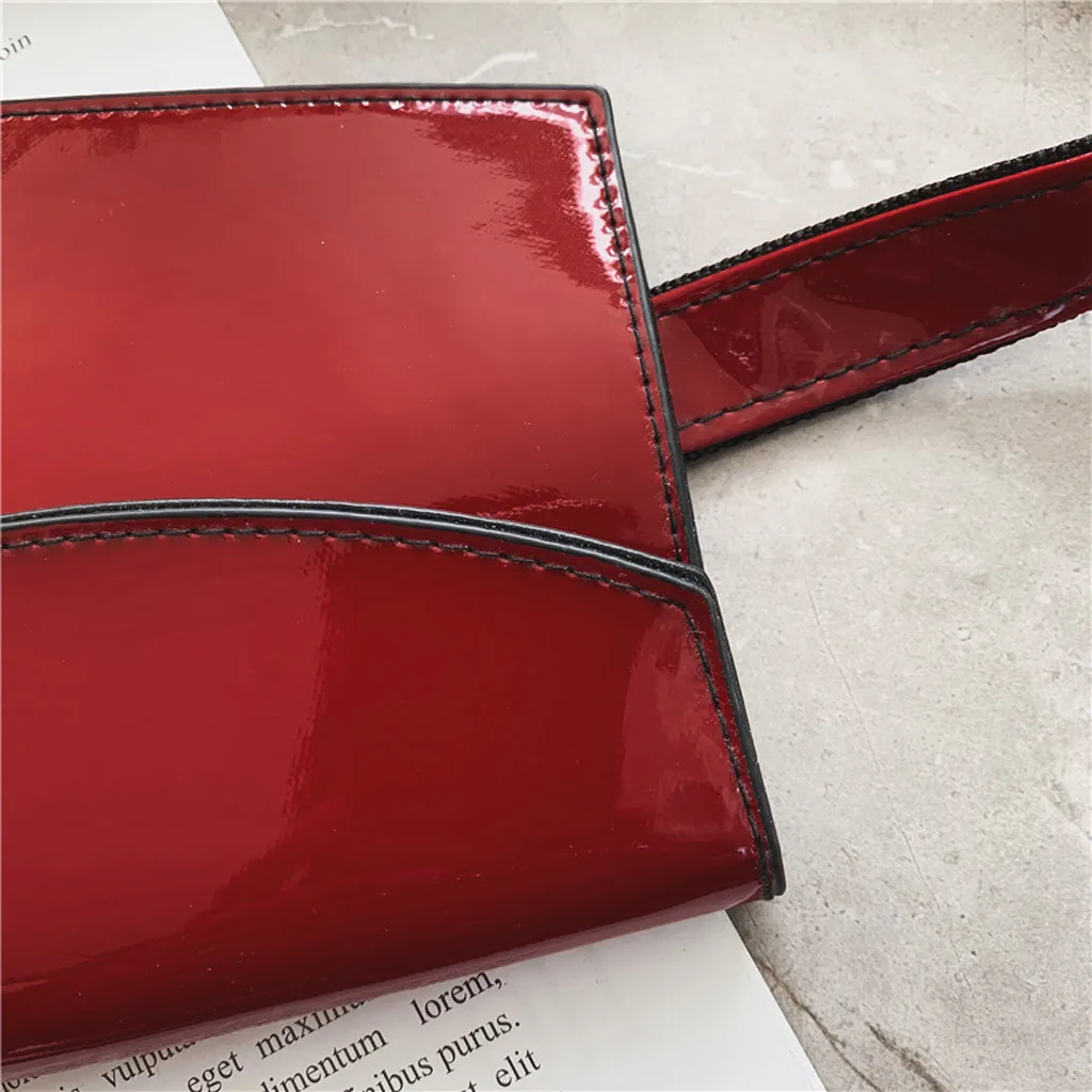 Women Streetwear Fanny Pack Outdoor Patent Leather Belt Bag Hasp Solid Color Messenger Bag Chest Bag Waist Bag поясная сумка