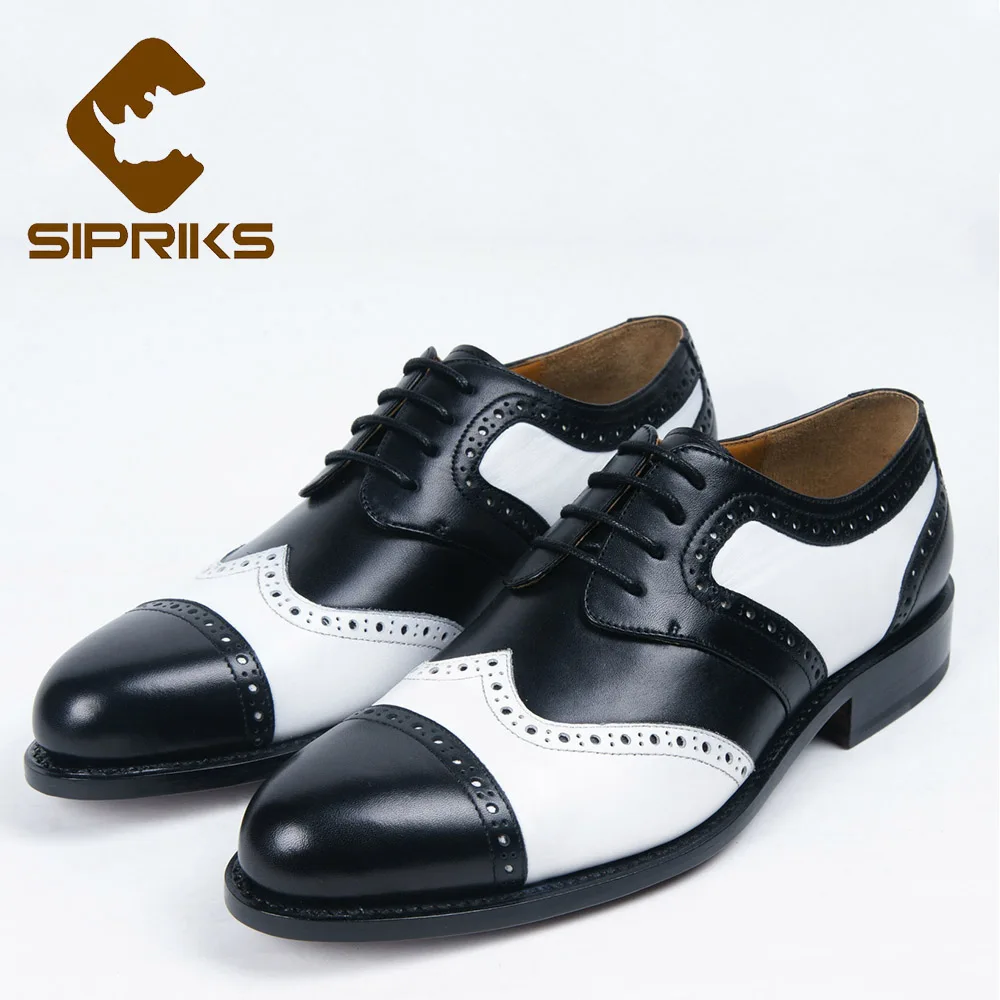 SIPRIKS zapatos de lujo Goodyear para hombre, calzado de cuero para Jefe  blanco y negro, botas Derby, Retro, boda, cie|shoes patent leather|shoes  barbieleather men shoes - AliExpress