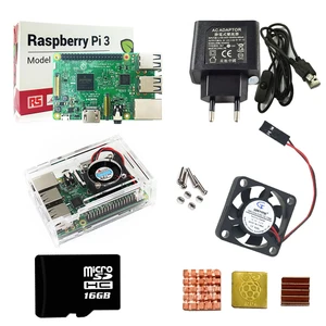 Raspberry Pi 3 комплект + акриловый чехол + EU блок питания + USB кабель с переключателем + 16G micro SD карта + теплоотвод с Wi-Fi Bluetooth - изображение
