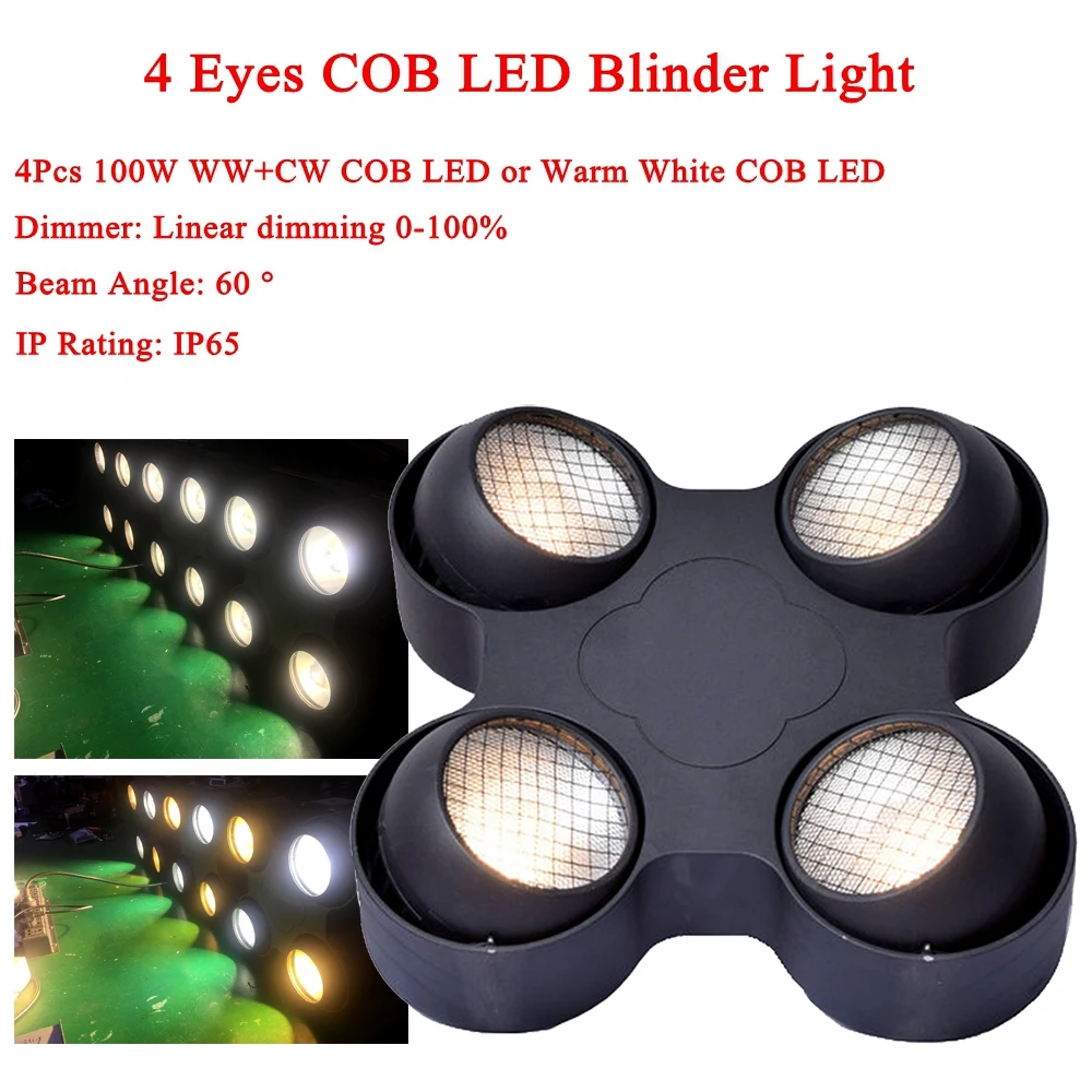 

IP65 Outdoor or Indoor Music Stage Lighting 4x100W EYEs COB LED Blinder Light DMX512 Sound Party DJ Disco Bar Wedding Lamp