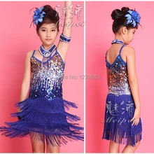 Лидер продаж; Новинка для девочек Salsa производительность платья радуга блесток бахромой латинский танец платья для продажи