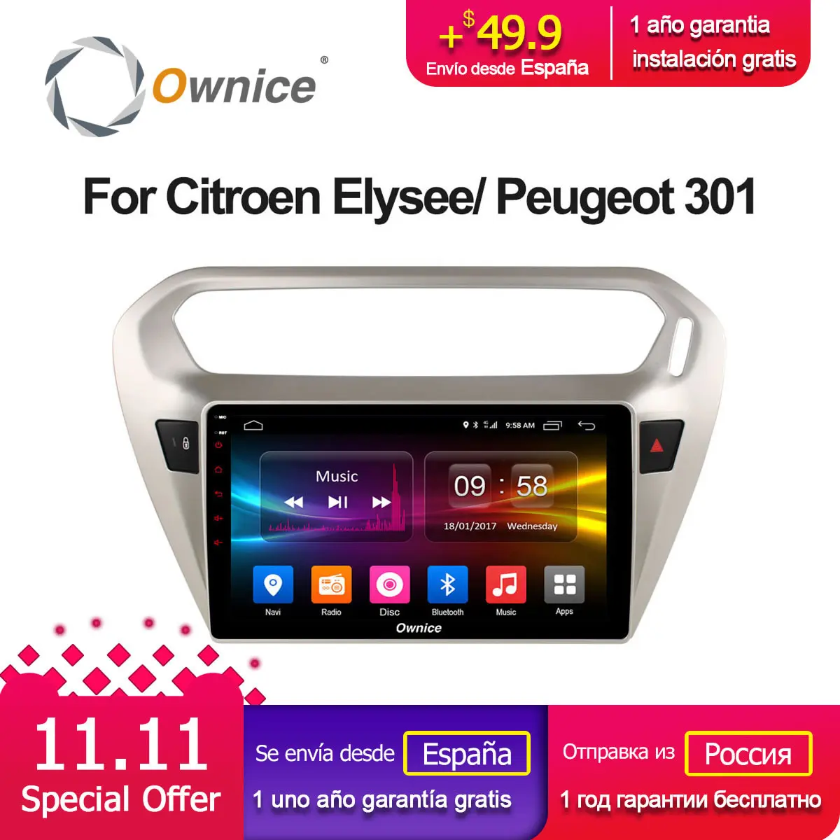 

Ownice K1 K2 Android 8.1 Car radio Player for Peugeot 301 Citroen Elysee 2014 2015 2016 with 2G RAM 32G ROM GPS support 4G
