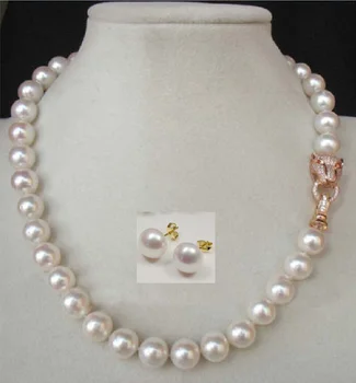 

Charming 18 10-11MM AAA++ GENUINE WHITE SOUTH SEA NATURAL PEARL NECKLACE earring