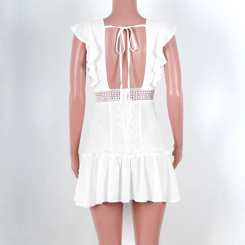 Forefair Summer Dress Ruffle Hollow Out (4)