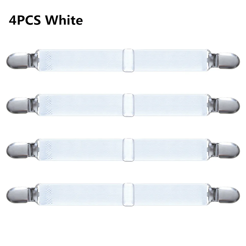 1/4 шт. регулируемая кровать листа зажимы Обложка Захваты держатель матрас анти-скольжения клипсы для ношения на поясе застежка на подтяжках шнур на застежке-липучке с застежками - Цвет: 4pcs White