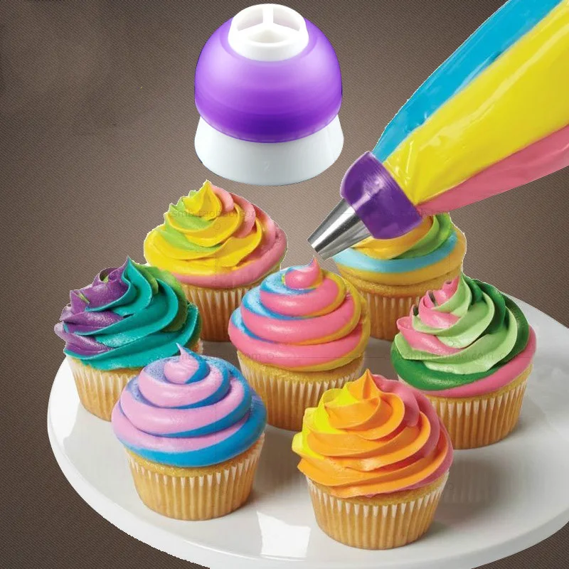 3 Hole 3 Color Icing Piping Bag Nozzle Converter Tri color Cream