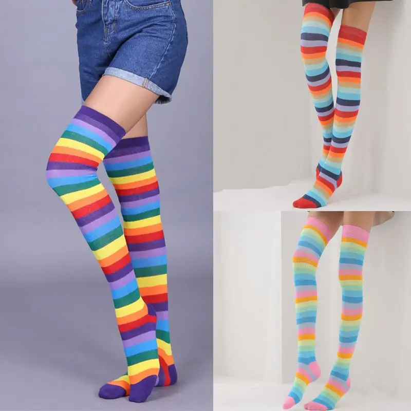Women Knitted Leg Warmer Over The Knee Long Stocking Girl Thigh High Cotton Sock